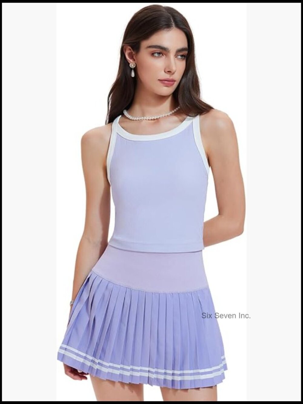 Women's 2-Piece Tennis Skirt Set with Built-in Shorts Racerback Tank Top